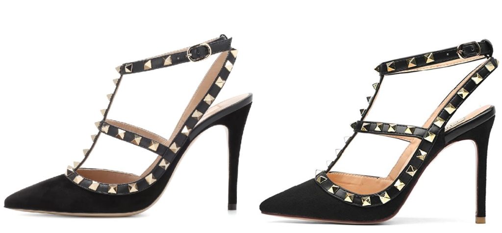 All Black Valentino Rockstud Suede Heels Dupes