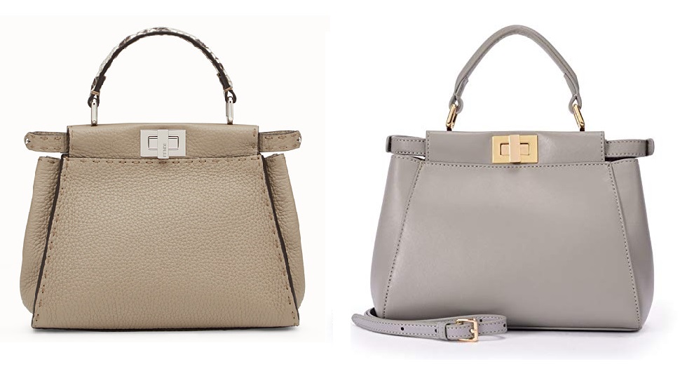 Small Dove-gray Fendi Peekaboo Bag and Fendi Peekaboo Dupes