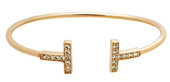 Gold Tiffany T Bracelet Dupes With Zircon