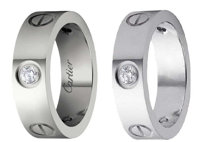 Cartier 6mm Silver Diamond Love Ring Dupes