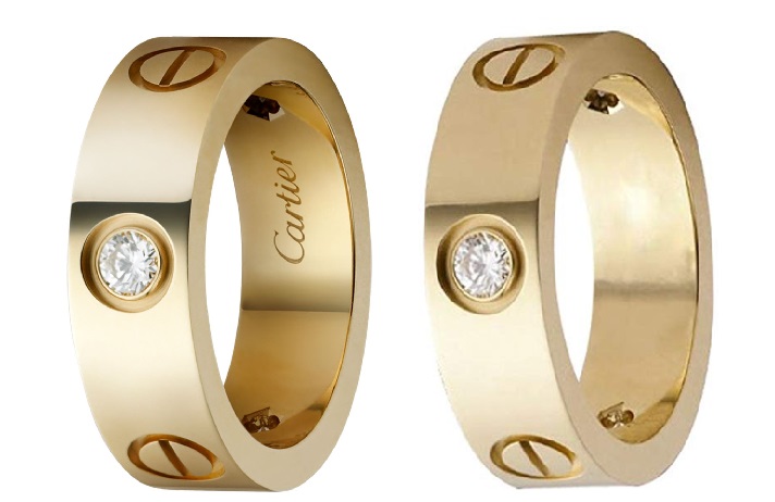 Cartier Gold Diamond Love Rings and Cartier 6mm Gold Diamond Love Ring Dupes