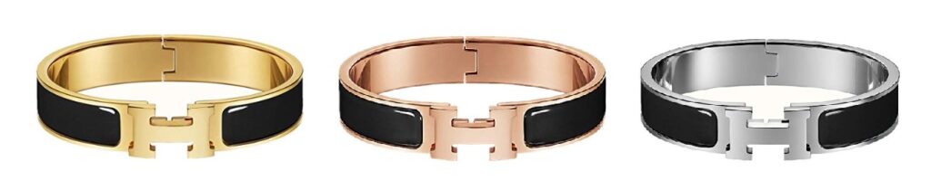 Black Gold, Rose Gold and Silver Hermes H Bracelet Dupes