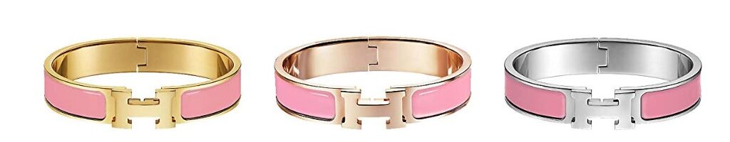 Pink Gold, Rose Gold and Silver Hermes H Bracelet Dupes