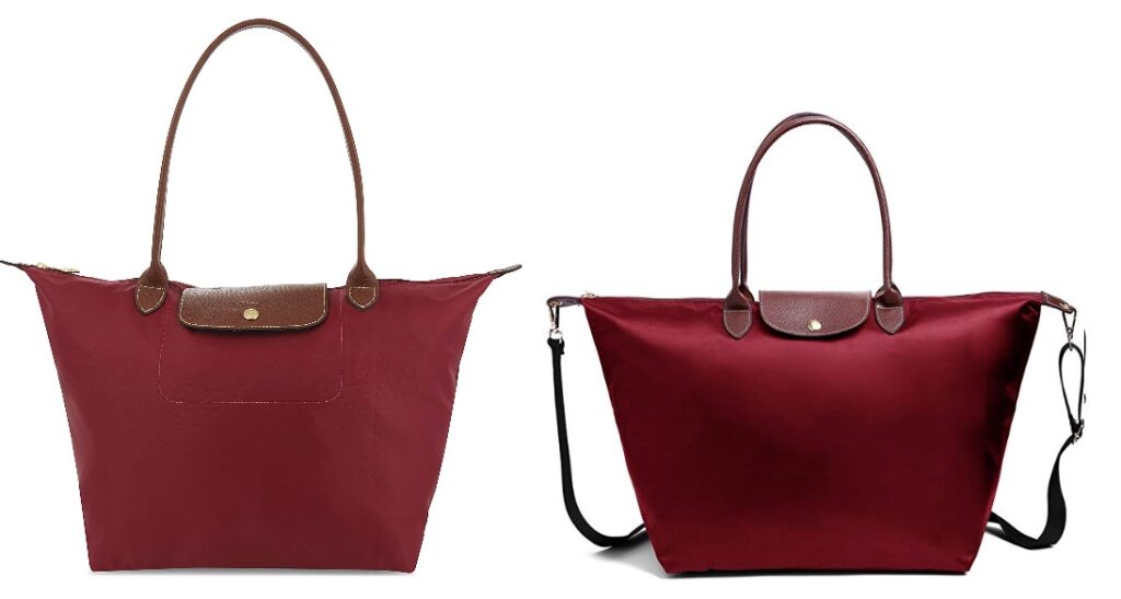 Red Longchamp Le Pliage Tote Dupes