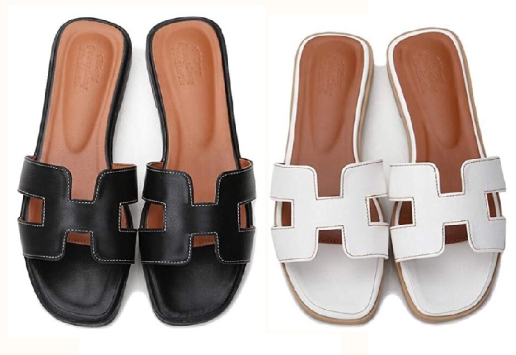 Black and White Hermes Oran Sandals Dupes