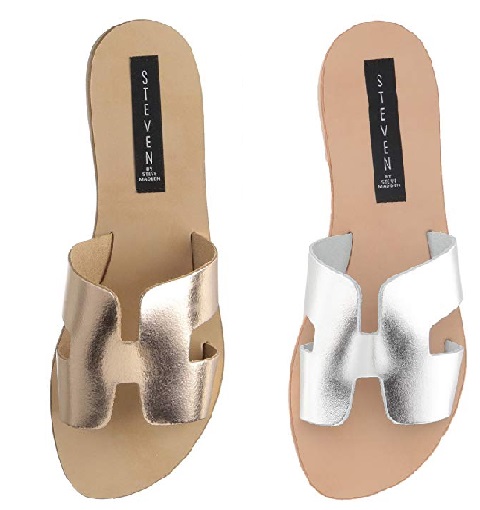 Gold and Silver Hermes Oran Sandals Dupes by Steve Madden