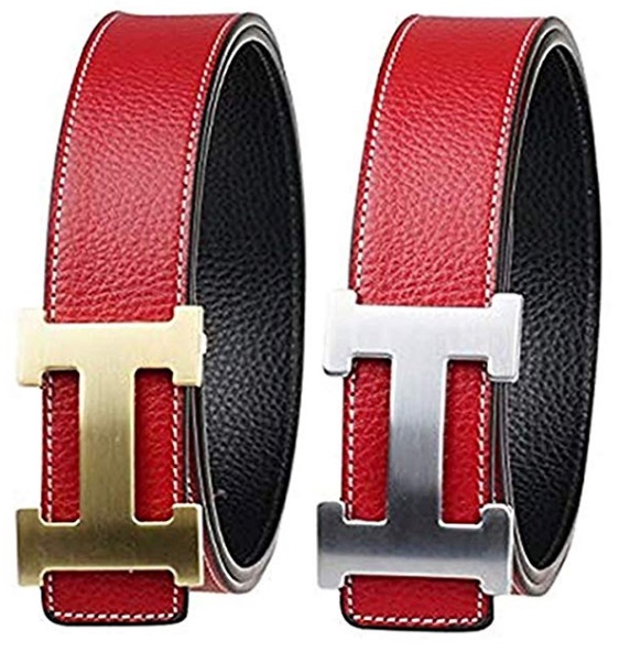 Red Leather Gold & Silver Hermes Belt Dupes