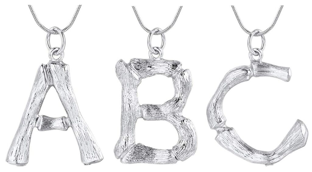 Silver Celine Bamboo Alphabet Necklaces Dupes