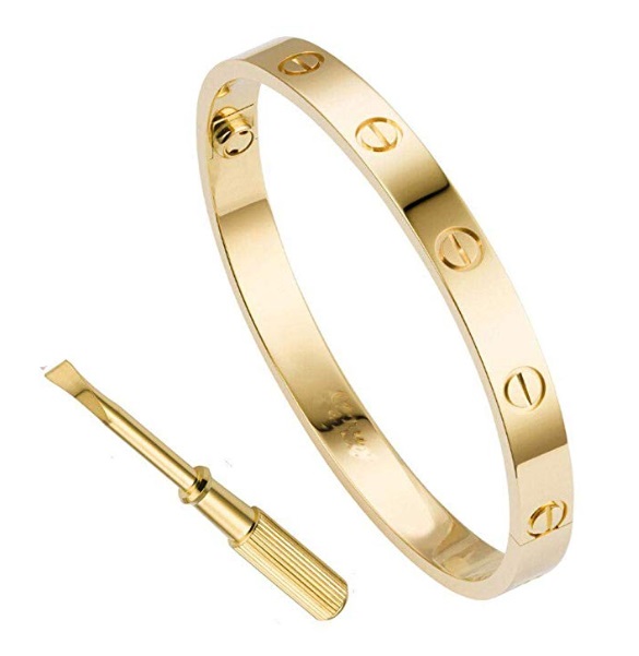 Gold Cartier Love Bracelet Dupes with Screwdriver