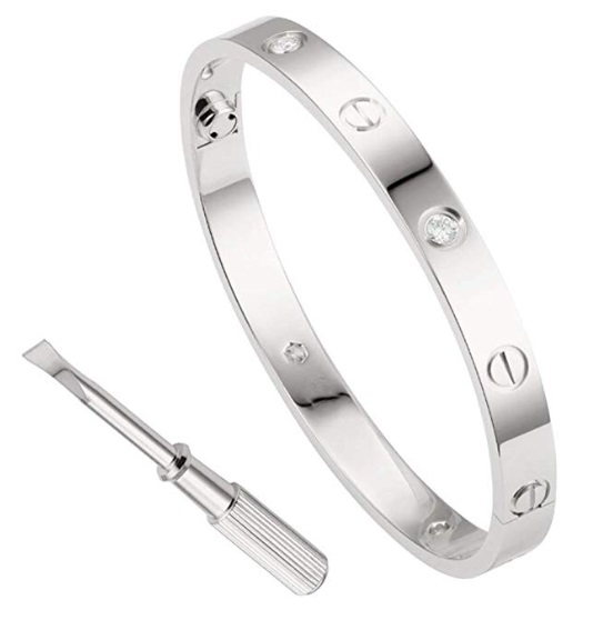 Silver Diamond Cartier Love Bracelet Dupes on Amazon