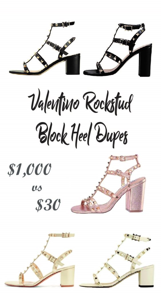 Valentino Block Heel Rockstud Sandals Dupes