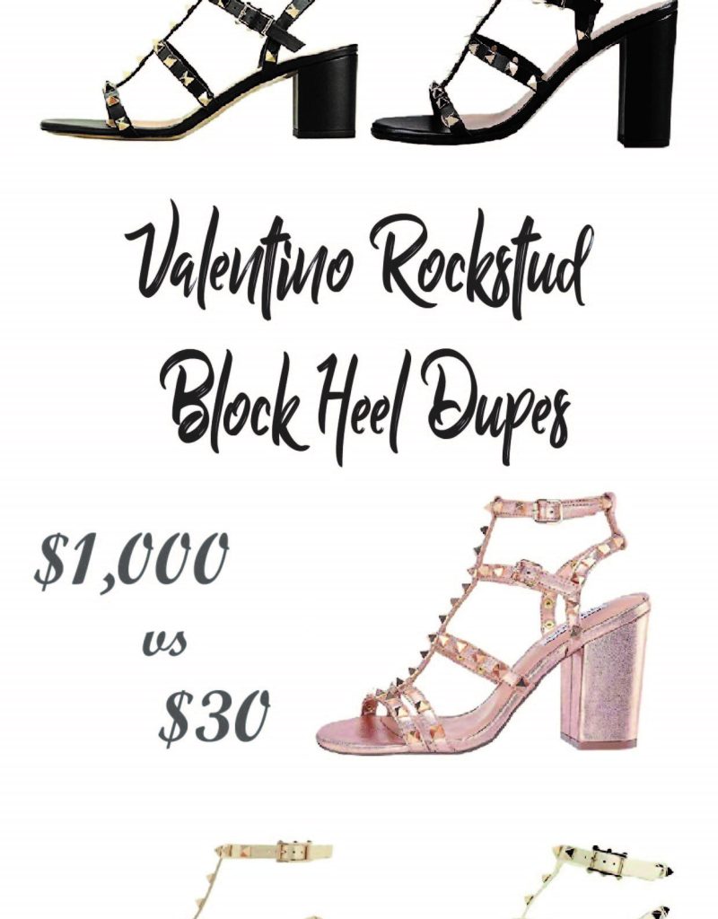 Valentino Block Heel Rockstud Sandals Dupes