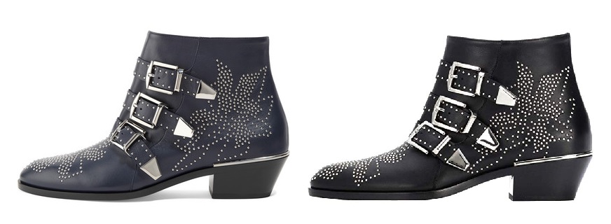 Black Chloe Susanna Studded Leather Ankle Boots and Chloe Susanna Boots Dupes