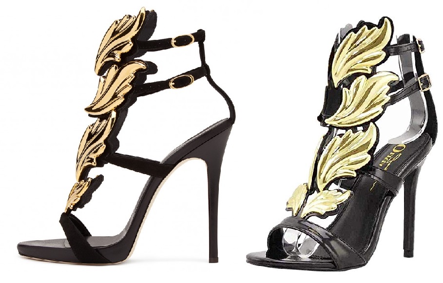 Black & Gold Giuseppe Zanotti Cruel Sandals Dupes