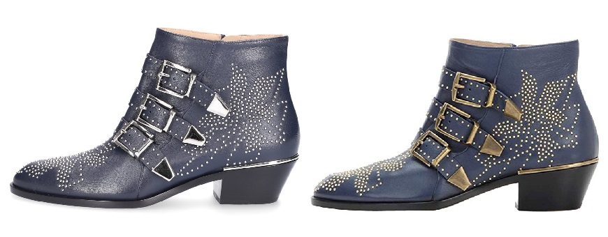 Blue Chloe Susanna Studded Leather Ankle Boots and Chloe Susanna Boots Dupes