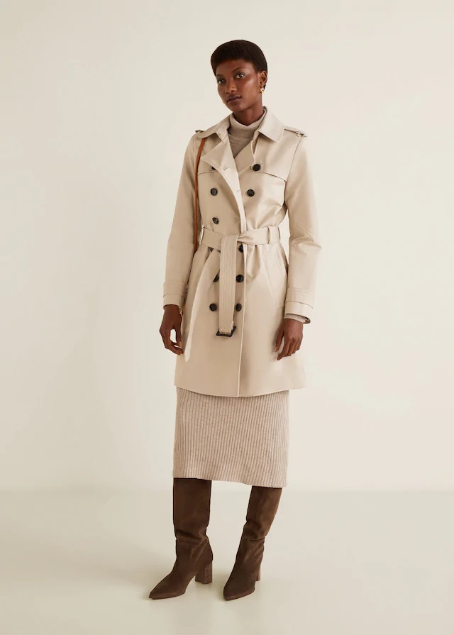 Burberry Double Breasted Trench Coat Alternative by Mango