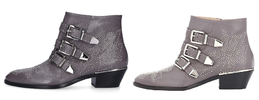 Grey Chloe Susanna Studded Leather Ankle Boots and Chloe Susanna Boots Dupes