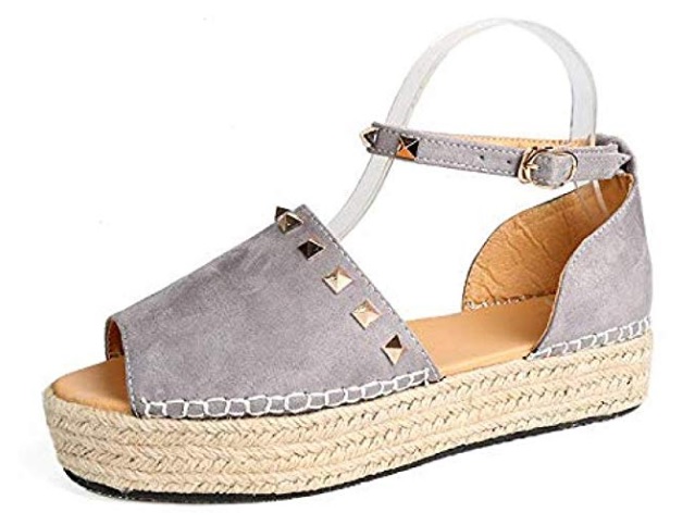 Grey Valentino Inspired Rockstud Wedges