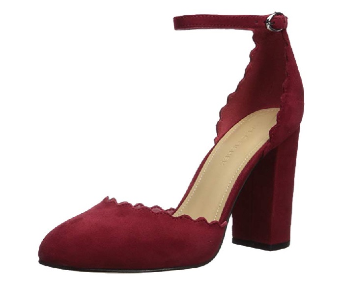 Red Ankle Strap Chloe Lauren Scalloped Pumps Dupes